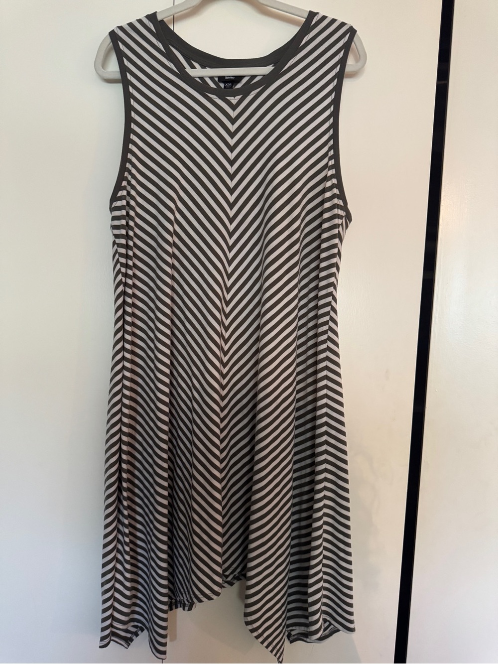 Mossimo Olive Green & White Chevron Swing Dress